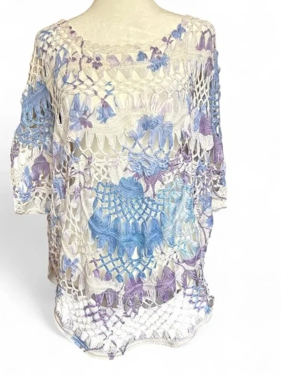 Venus Open Knit Crochet Top Size XL perfect swimsuit cover up or layering top - Picture 5 of 10